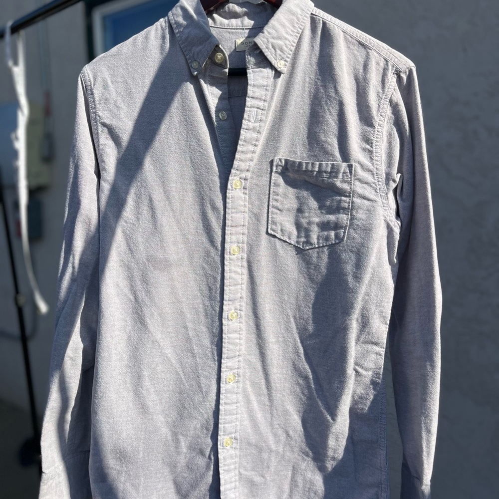 Sonoma Gray Casual Button Down Shirt Lightweight Cotton